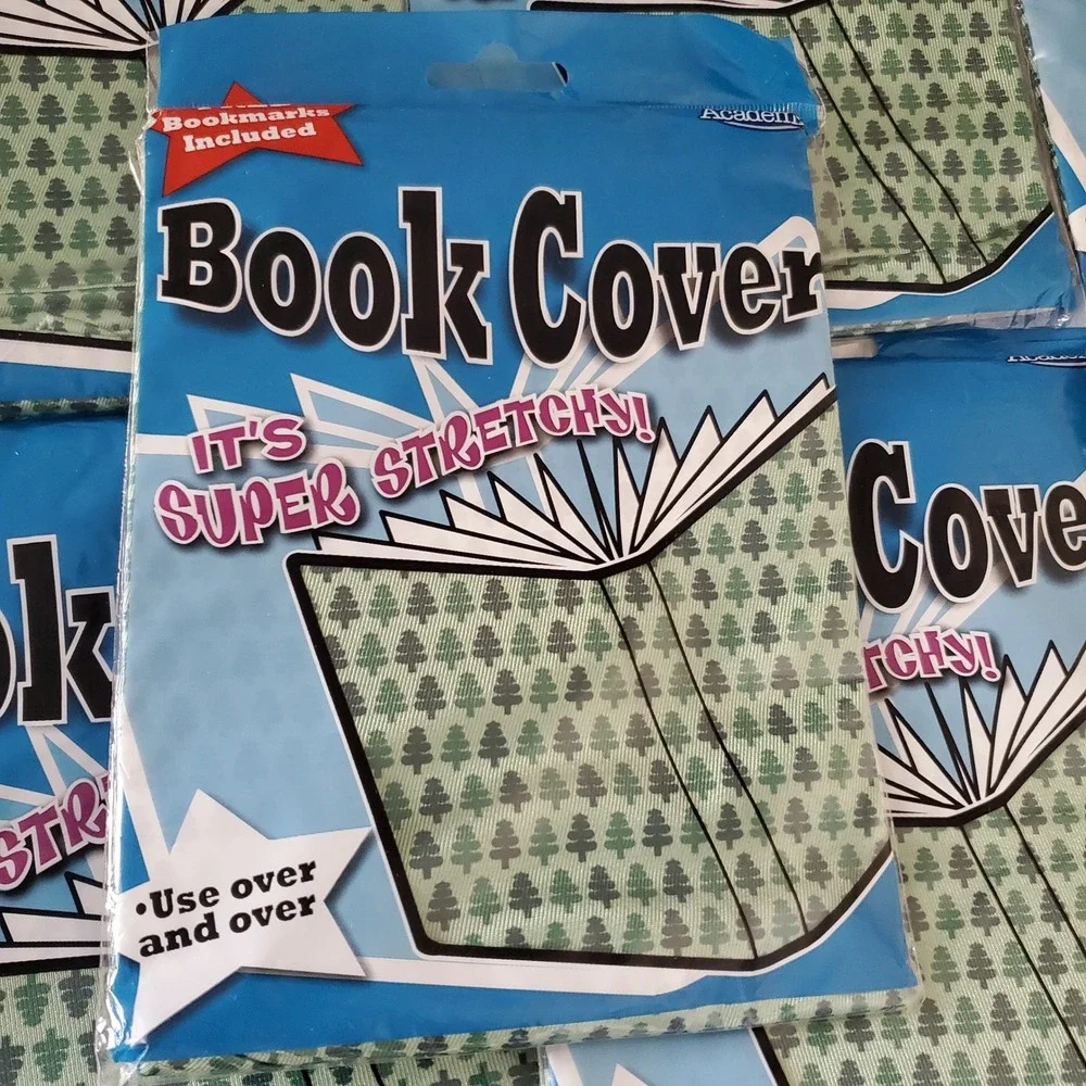It's Academic Super Stretchy Book Cover Green Pine Tree Forest Pattern Lot of 8
